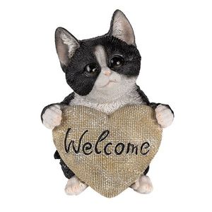 Dekorativní soška koťátka se srdcem Welcome - 12*9*15 cm 6PR3365 obraz