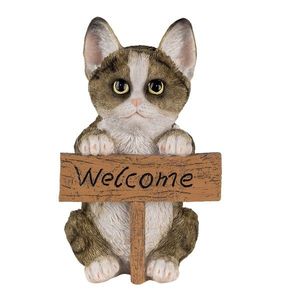 Dekorativní soška kočky s cedulkou Welcome - 12*9*19 cm 6PR3366 obraz