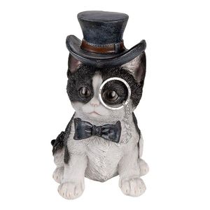 Dekorativní soška kočky s kloboukem a lupou - 11*9*17 cm 6PR3370 obraz