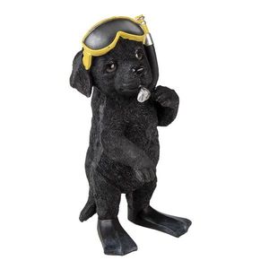 Dekorativní soška černého pejska s potápěčskými brýlemi - 11*11*23 cm 6PR3374 obraz