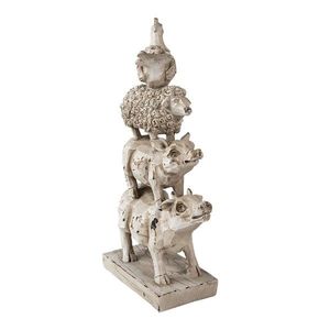 Béžová antik dekorativní soška zvířátek stojících si na zádech - 17*8*32 cm 6PR3393 obraz