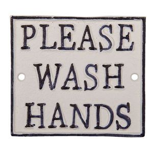 Nástěnná litinová cedule Wash hands - 11*10 cm 6Y4572 obraz