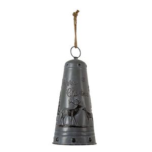 Tmavě šedý kovový zvonek Merry Christmas - Ø 19*40 cm 6Y4588 obraz