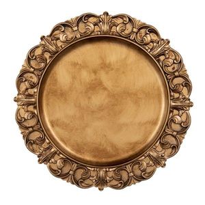 Zlato-hnědý plastový talíř s ornamenty - Ø 33*2 cm 64804GO obraz