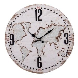 Nástěnné hodiny Gerardo s mapou - Ø 34*1 cm / 1*AA 6KL0734 obraz
