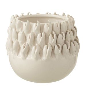 Krémový keramický obal na květináč Ibiza white - Ø 15*14cm 13002 obraz