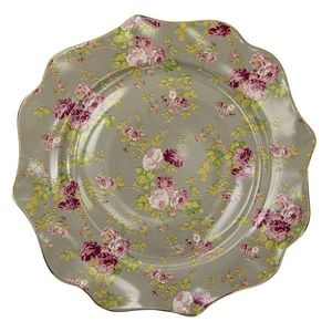 Velký porcelánový zelený talíř s květy Rose - Ø 28*2 cm 6CE1292 obraz