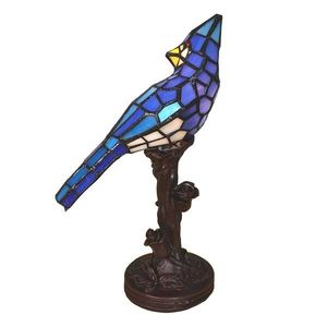 Stolní lampa Tiffany Blue Parrot - 15*12*33 cm E14/max 1*25W 5LL-6102BL obraz