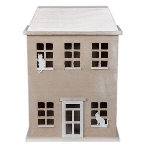 Dřevěný úložný box ve tvaru domku s kočky - 27*12*39 cm 6H2067 obraz