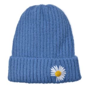 Modrá dětská zimní čepice s květinou MLLLHA0016BL obraz