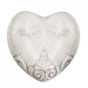 Keramické béžové srdce s dekorem Marcy - 11*11*4 cm 39275-19 obraz