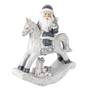 Dekorace Santa na houpacím koni s dárkem - 13*6*17 cm 6PR3410 obraz