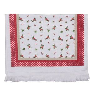 Kuchyňský froté ručník s květy a červeným okrajem - 40*66 cm CT022 obraz