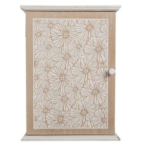 Dřevěná skříňka na klíče s květinami Page - 20*7*27 cm 6H2066 obraz