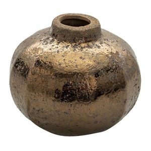 Hnědá keramická váza s bronzovou patinou Leann - Ø 12*10 cm 6CE1312 obraz