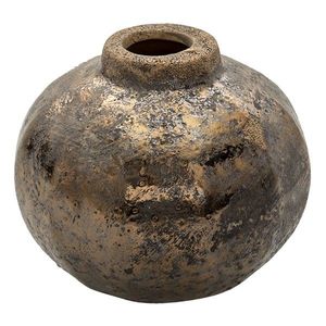 Hnědá keramická váza s bronzovou patinou Leann - Ø 10*8 cm 6CE1313 obraz