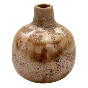 Hnědo-měděná keramická váza s patinou Avice - Ø 9*9 cm 6CE1314 obraz