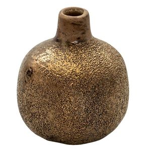 Hnědá keramická váza s bronzovou patinou Rain - Ø 9*9 cm 6CE1317 obraz