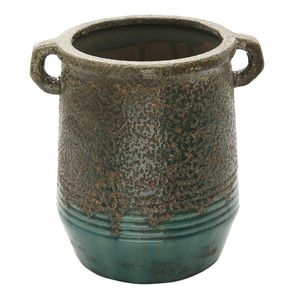 Zelný keramický květináč/váza s uchy Aylin - Ø 16*19 cm 6CE1333 obraz