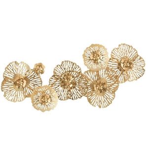 Zlatá nástěnná kovová dekorace květy Callien - 76*5*36 cm 15516 obraz