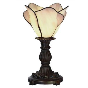 Béžová stolní lampa Tiffany Christelle - Ø 20*30 cm E14/max 1*25W 5LL-6099N obraz