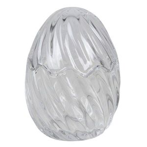 Skleněná úložná nádoba s víkem ve tvaru vajíčka - Ø 9*12 cm 6GL3384 obraz
