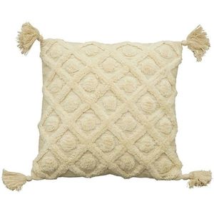 Béžový bavlněný polštář se střapci Kissen - 45*45cm 241011 obraz