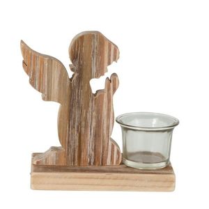 Dřevěný svícen andílek na čajovou svíčku - 15*7*15cm 19451 obraz