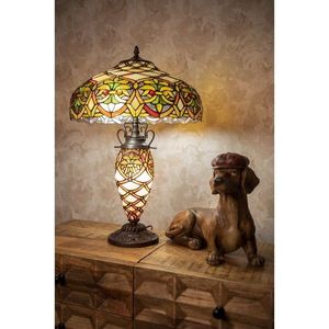 Stolní Tiffany lampa se svítící nohou Paterna - Ø 41*58 cm E27/max 2*60W 5LL-6134 obraz