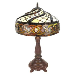 Hnědá stolní lampa Tiffany Brownie - Ø38*57 cm E27/max 2*60W 5LL-6136 obraz