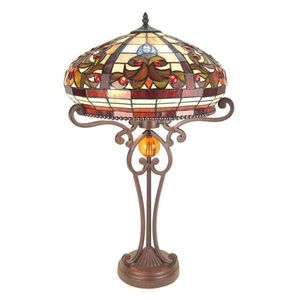 Hnědá stolní lampa Tiffany s okrasnou nohou Eye - Ø 42*59 cm E27/max 2*60W 5LL-6142 obraz
