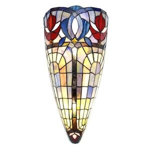 Krémovo-modrá nástěnná lampa Tiffany Mood - 26*18*41 cm E27/max 2*60W 5LL-6143 obraz