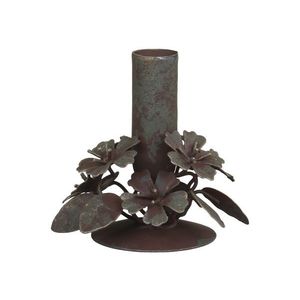 Mosazný antik kovový svícen na úzkou svíčku s květy Flower - 10*6*10cm 71672-13 obraz