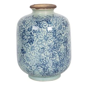 Keramická váza ve vintage stylu s modrými kvítky Bleues – Ø 10*15 cm 6CE1199 obraz