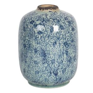 Vintage keramická váza s modrými kvítky Bleues - Ø 12*16 cm 6CE1201 obraz