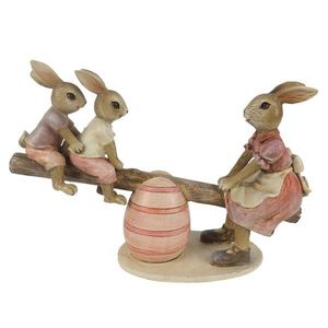 Velikonoční dekorace králíků na houpačce - 20*7*13 cm 6PR3284 obraz
