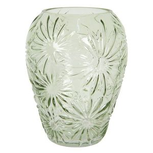 Zelená skleněná váza s květy Jasmina – Ø 22*30 cm 6GL2929GR obraz