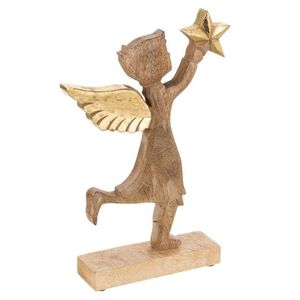 Dřevěný anděl se zlatou hvězdou - 19*3*32cm 15863 obraz