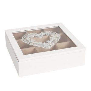 Krabička na čaj s dekorem srdce -24*24*7 cm 6H0539 obraz