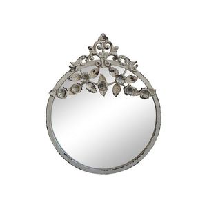 Krémové vintage nástěnné zrcadlo s květy Satien - Ø 32*3*40 cm 22024519 (22245-19) obraz