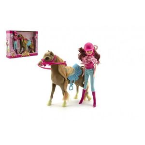 Teddies Kůň + panenka žokejka plast v krabici 34x27x7cm obraz