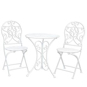 Bílá zahradní skládací souprava - stůl + 2 židle - Ø 60*70 / 2x Ø 40*40*92 cm 5Y0190 obraz