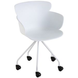 Plastová bílá židle na kolečkách Eva - 56*53*81 cm 1007 obraz