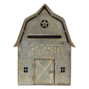 Šedá retro poštovní schránka ve tvaru domu Post - 26*11*35 cm 6Y4247 obraz