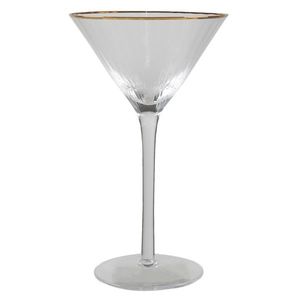 Sklenice na Martini s vroubkováním a zlatou linkou Pim - Ø13*20 cm / 250ml 6GL3247 obraz
