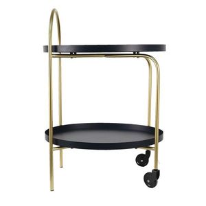 Zlato-černý odkládací pojízdný stolek Leyla - 48*38*67 cm 64901 obraz