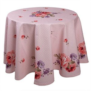 Růžový kulatý ubrus na stůl s růžemi Dotty Rose - Ø 170 cm DTR07 obraz