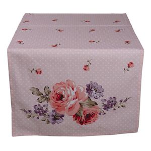 Růžový bavlněný běhoun na stůl s růžemi Dotty Rose - 50*140 cm DTR64 obraz