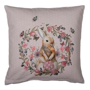 Béžový bavlněný povlak na polštář s králíčkem Happy Bunny - 40*40 cm HBU21 obraz