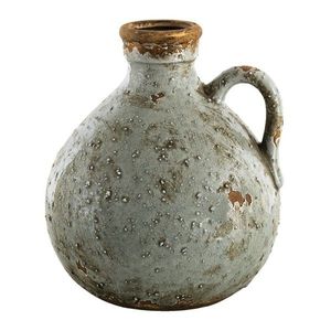 Šedá keramická dekorativní váza s ouškem - 18*17*20 cm 6CE1425 obraz